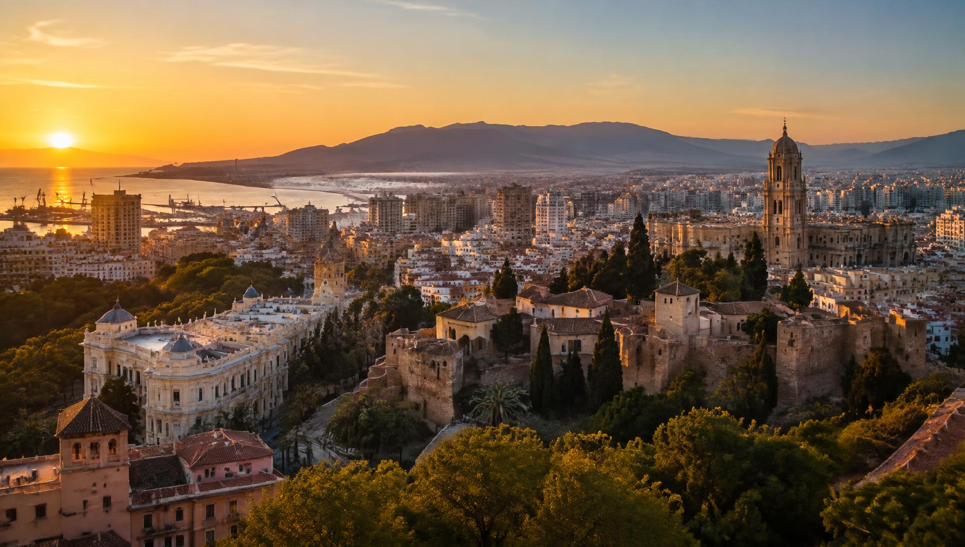 Cidade espanhola ao entardecer